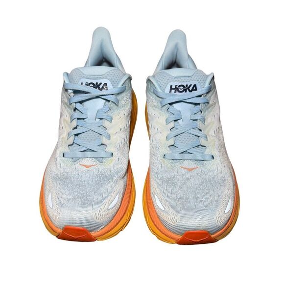 Hoka Men’s Clifton 8 Sky Blue and Tangerine Athletic Shoes size 8.5 main image 7